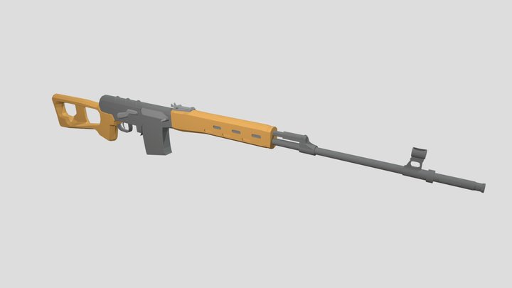 Low Poly SVD Dragunov Sniper Rifle 3D Model