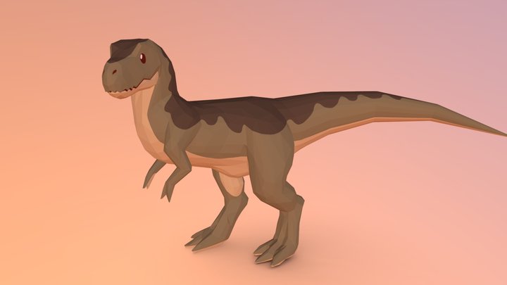 *R!* Low-poly T-rex Figurine [Standing Brown] 3D Model