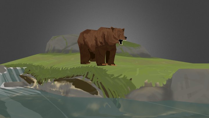Stylized Bear & Environment 3D Model