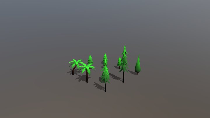 LowPoly Trees Set 3D Model