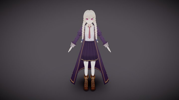 Cartoon Shaded Witch Character Study 3D Model