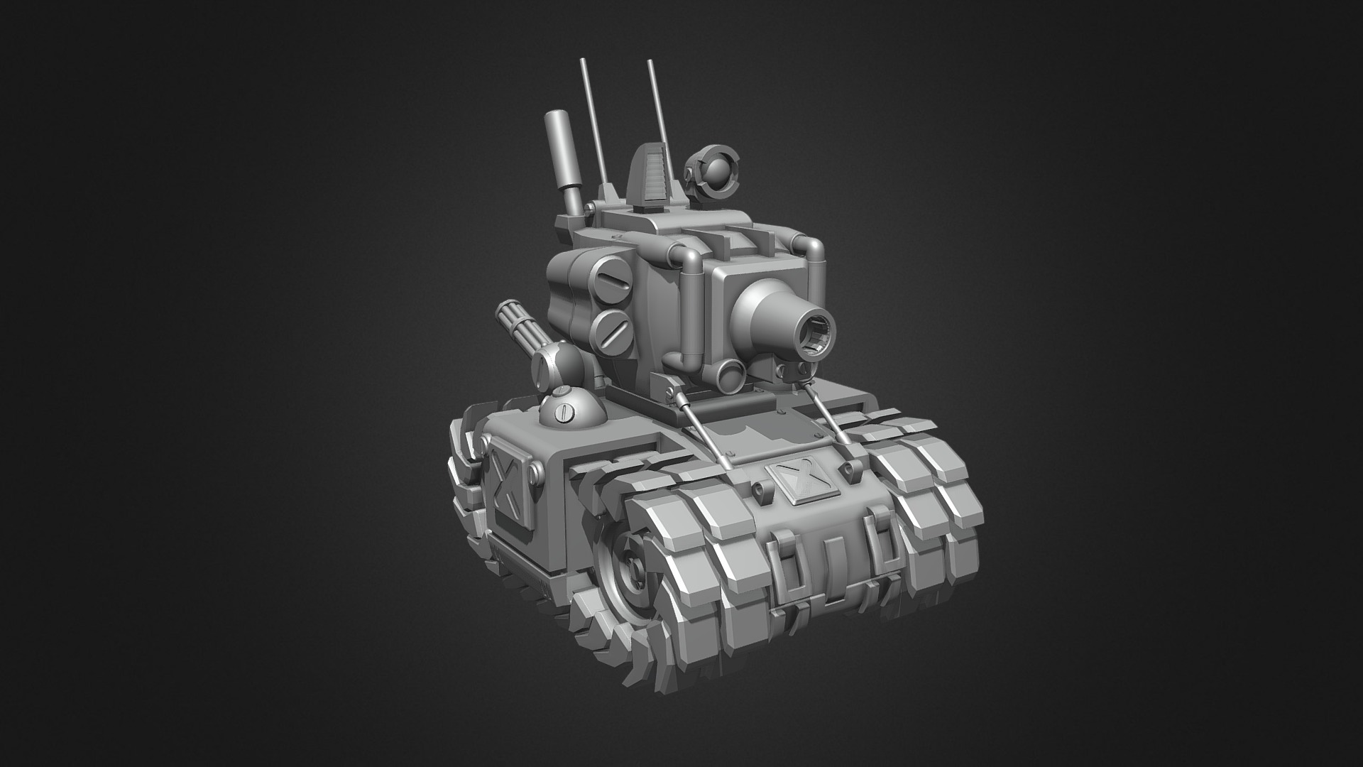 3D model Metal Slug Tank - This is a 3D model of the Metal Slug Tank. The 3D model is about a robot with a black background.