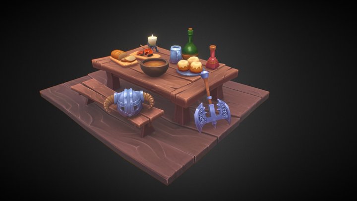 Skyrim stylized hand-painted scene 3D Model