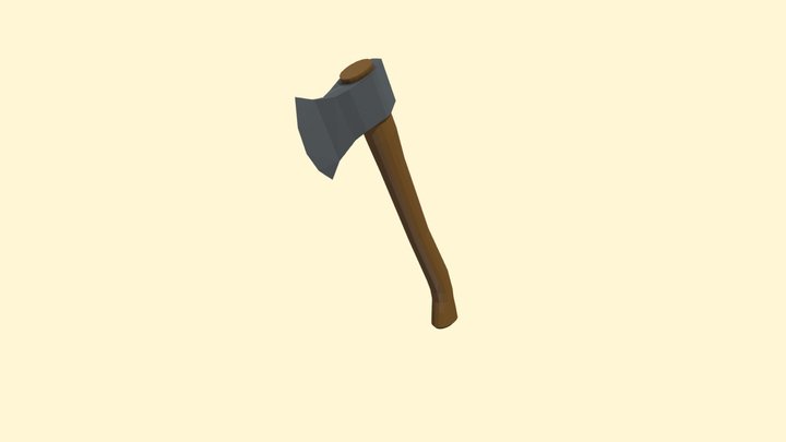 Low Poly Wooden Axe 3D Model