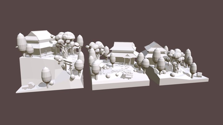 Forest loner - Diorama and House blockout 3D Model