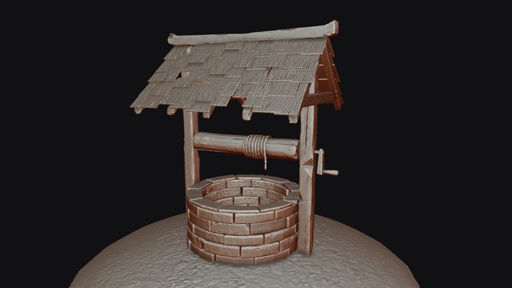 Stylized well high-poly free 3D Model