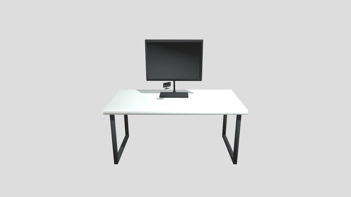Desk With Computer 3D Model