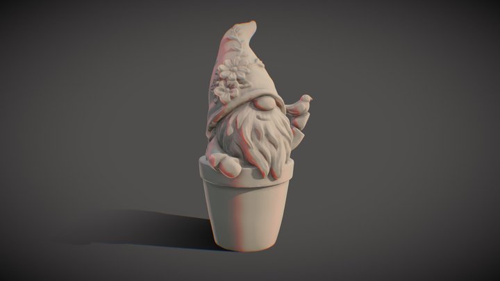 A dwarf in a flower pot | Model for printing