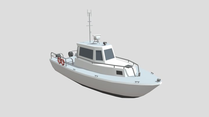 Low Poly Coast Guard Patrol Boat 3D Model