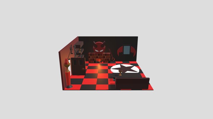 Finished and fully animated devil room 3D Model