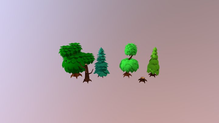Simple cartoon trees #1 3D Model