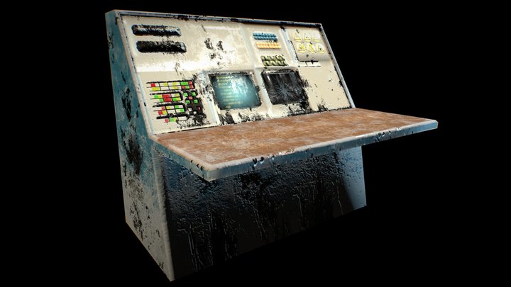 Old 70s Techy Mainframe Computer, Rusty/Dirty 3D Model