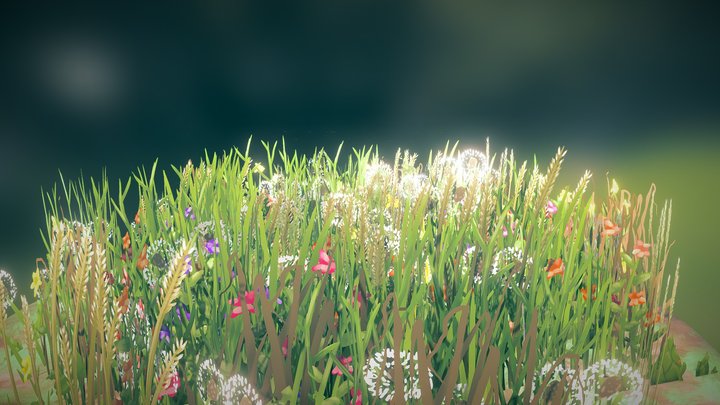 Hand Painted Grasses 3D Model