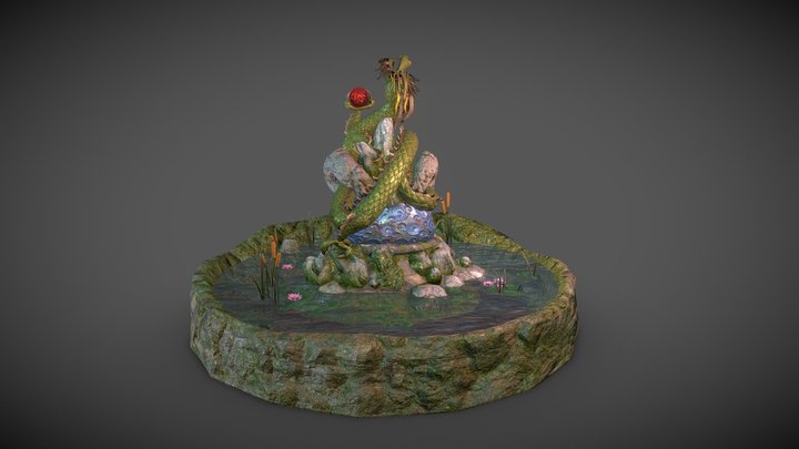 Pond Dragon - Eastern Garden 3D Model