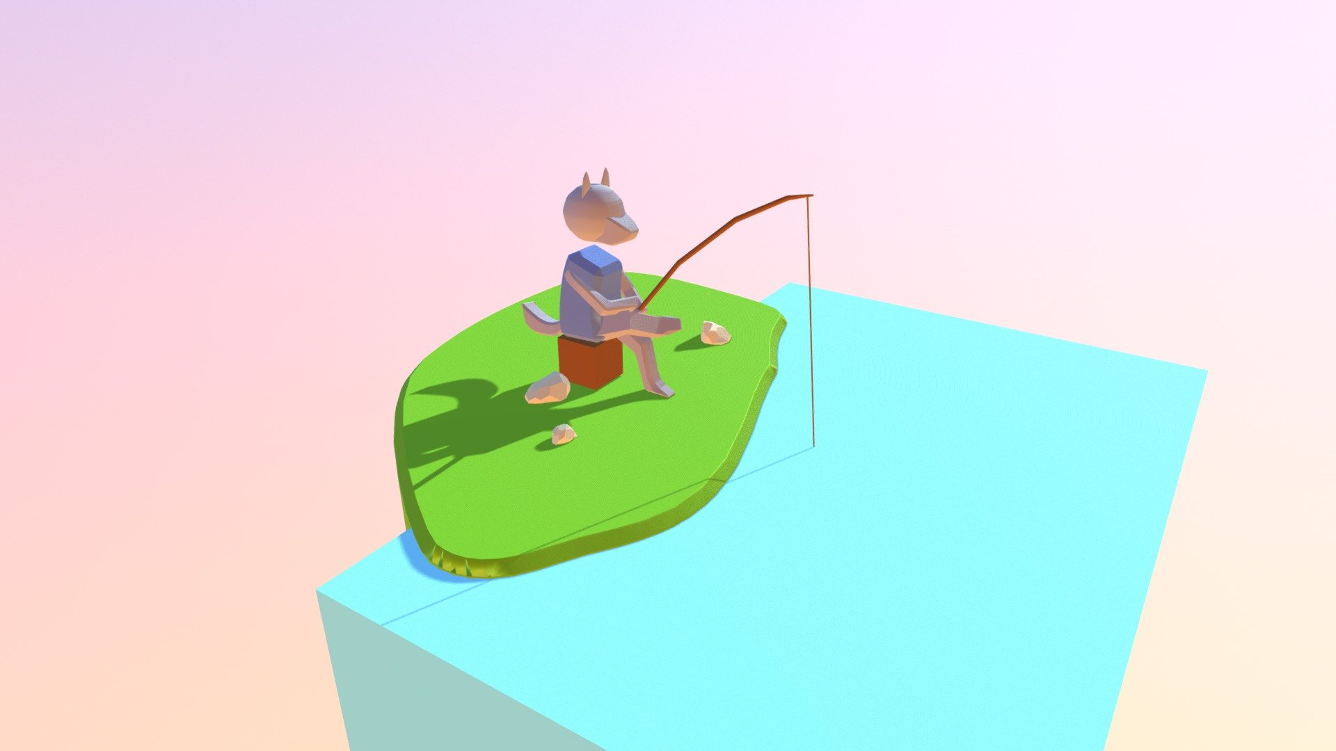 Wolf patiently fishing