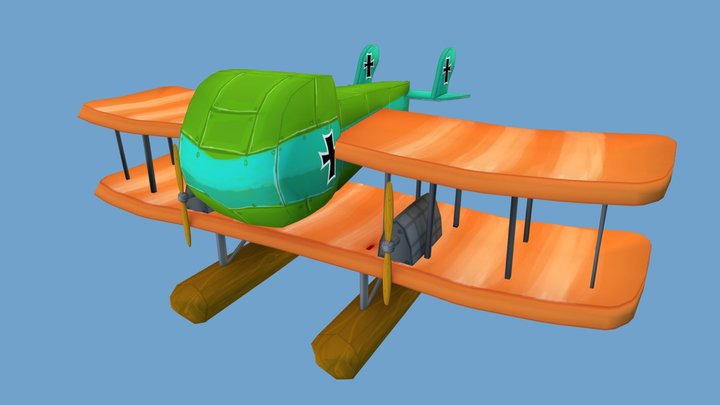 Game Art WWI Stylized Plane 3D Model