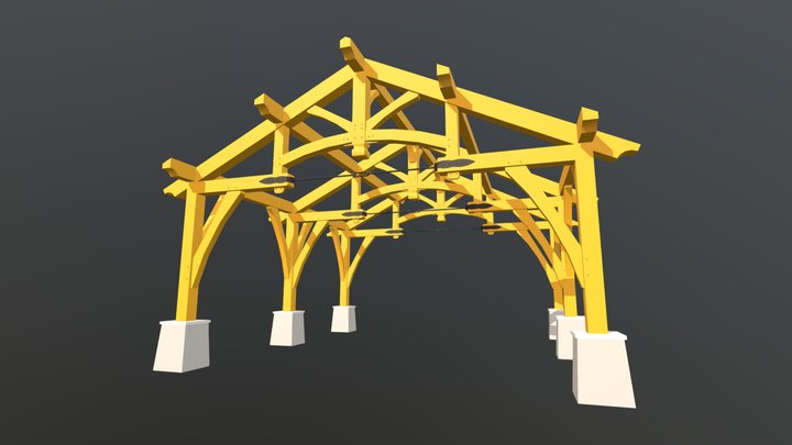 Timber Frame Winery Pavillion 3D Model