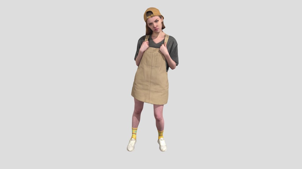 Girl In Jumpsuit Dress Standing