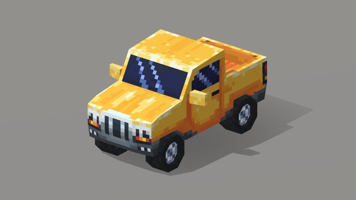 Low-Poly Mustard Truck 3D Model