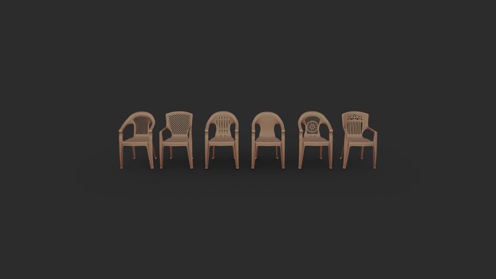 Plastic Chairs Collection Blend 3D Model