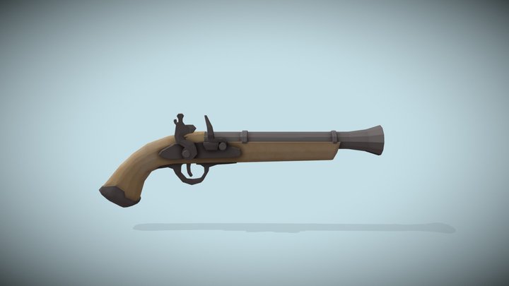 Stylized Lowpoly Pirate Pistol 3D Model