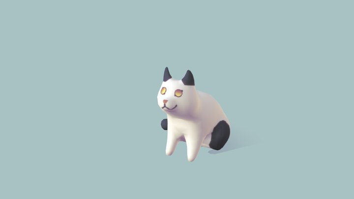 Lowpoly kitty - Sitting 3D Model