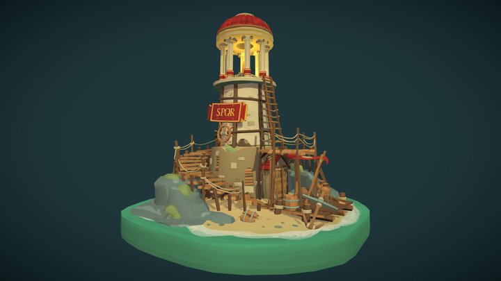 Stylized Building - The Ancient Roman Lighthouse 3D Model