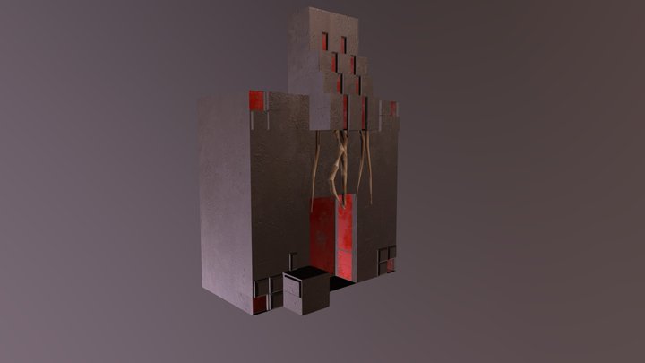 3D Stylized Cobalt Scratched Thick Door 3D Model