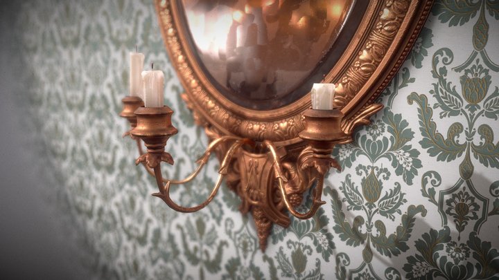 Ornate Victorian Mirror 3D Model