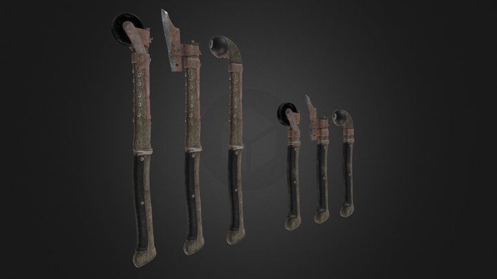 Post apoc weapons 1 - maces and axe 3D Model
