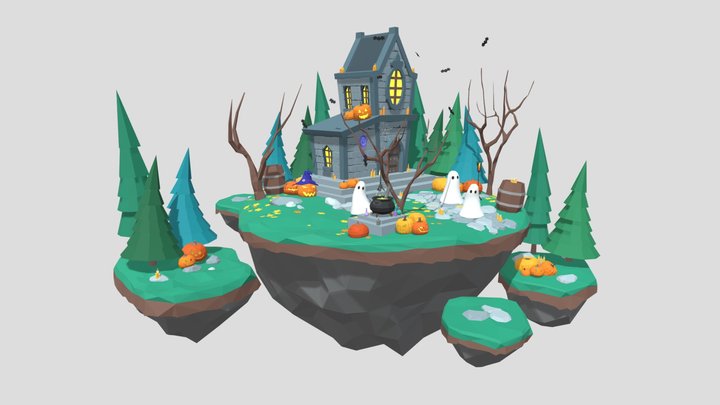 Haunted House Island - Low Poly 3D Model