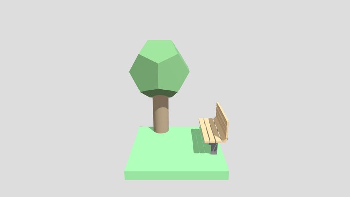 Tree With Bench 3D Model