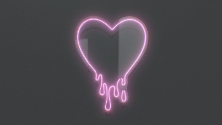 Melting Heart - Neon Sign 3D Model