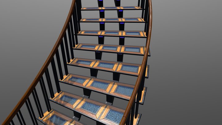 Art deco wooden staircase 3D Model
