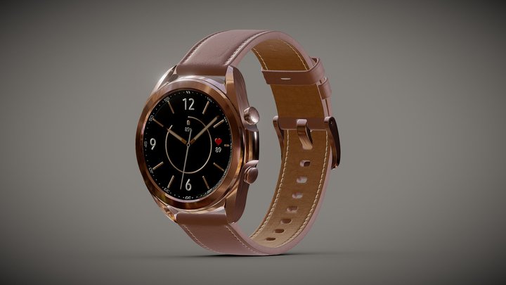 Samsung Modern Smartwatch with Leather Strap 3D Model