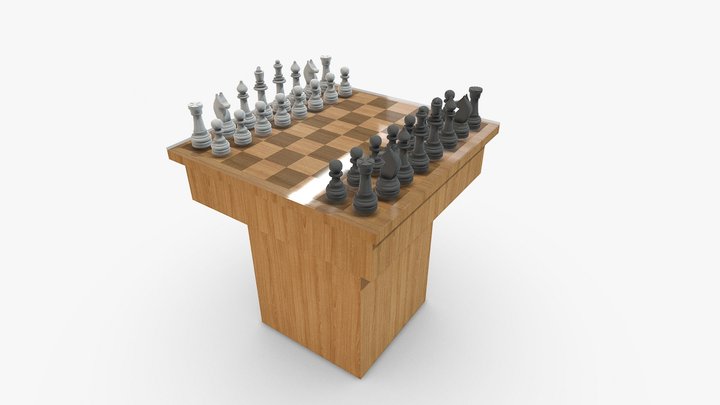 Chess Table Set 3D Model