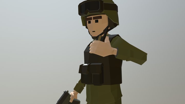 Low poly swedish soldier 3D Model