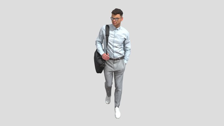 Humano Walking Man with a laptop bag_0572899 3D Model