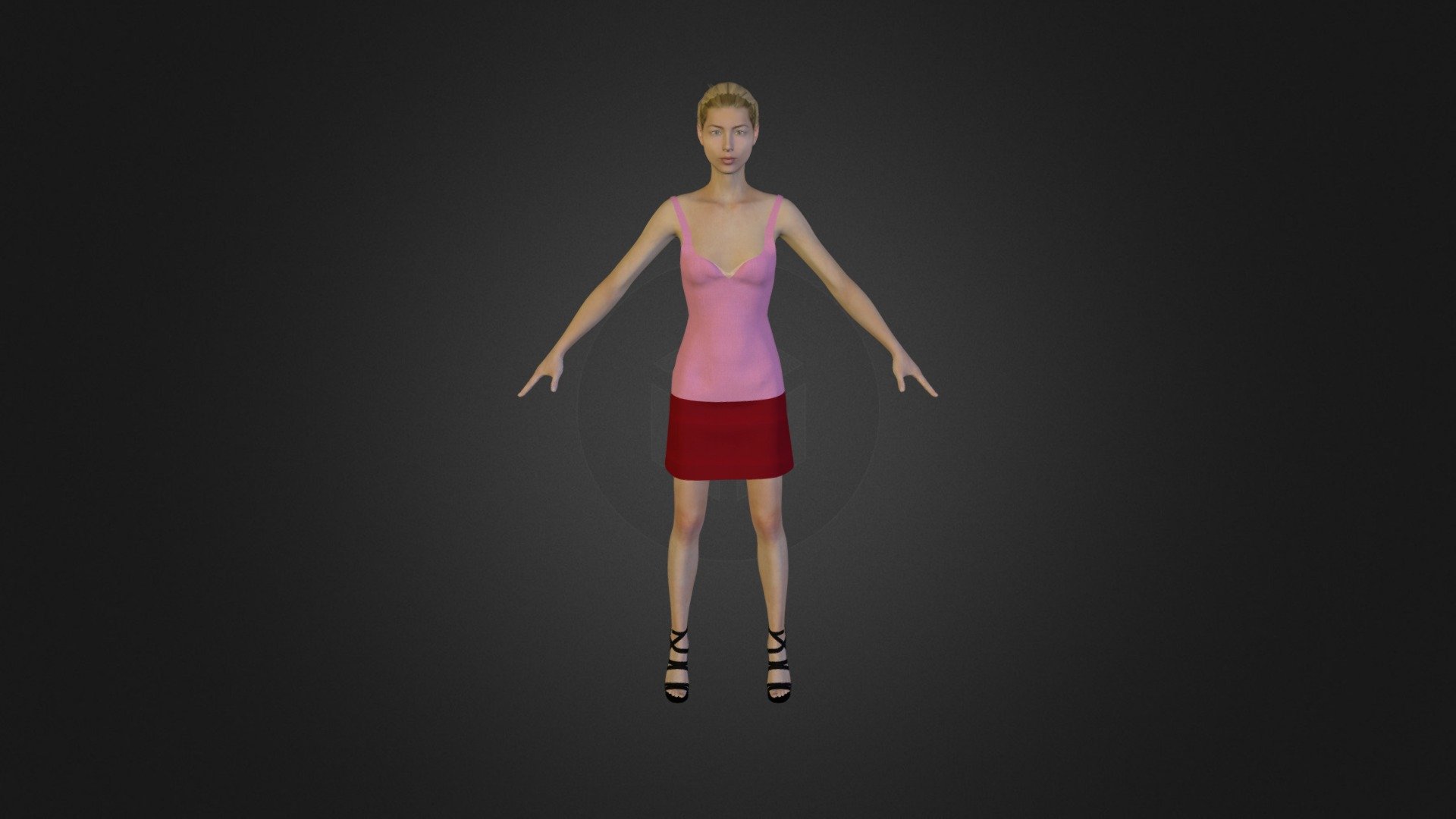 Top Pink - Skirt Red