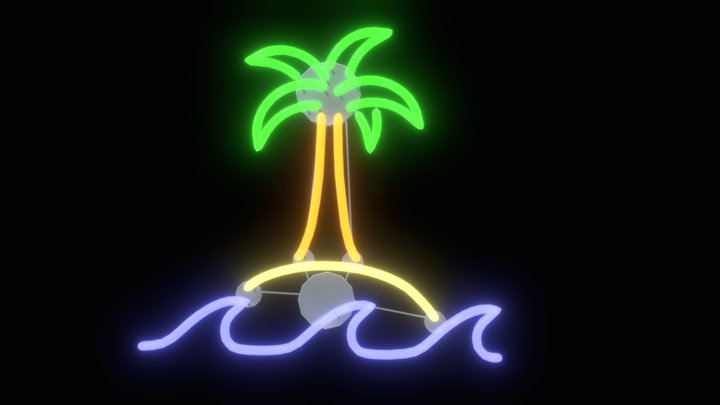 Neon Palm Tree Sign 3D Model