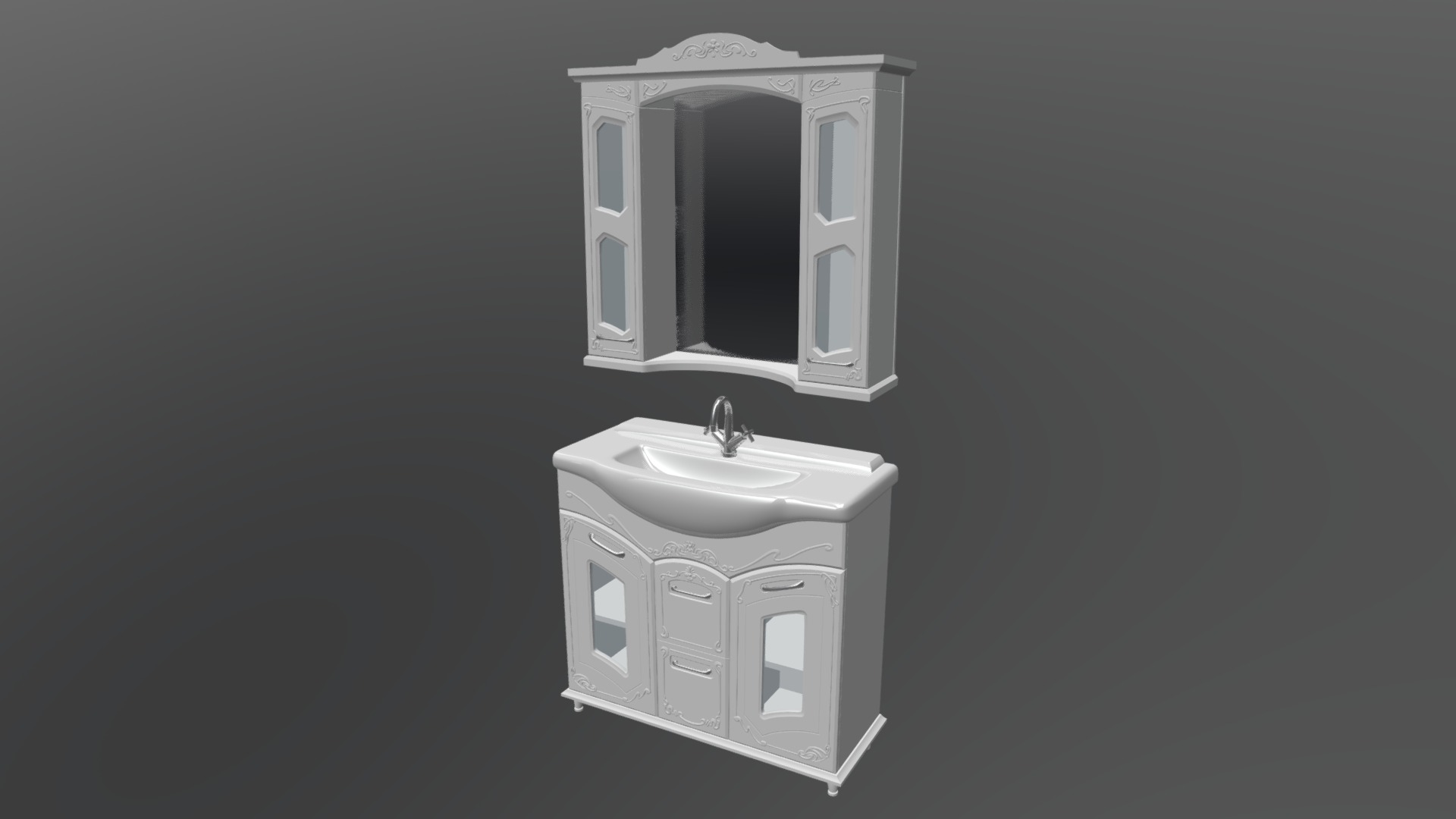 3D model Bathroom Fittings - This is a 3D model of the Bathroom Fittings. The 3D model is about a sink and a faucet.