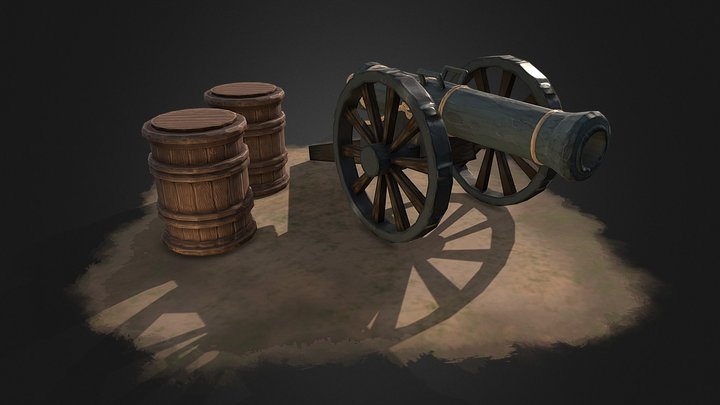 Stylized Napoleonic Artillery Cannon 3D Model