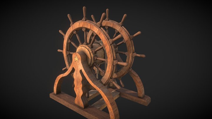 Ship steering wheel. Helm 3D Model