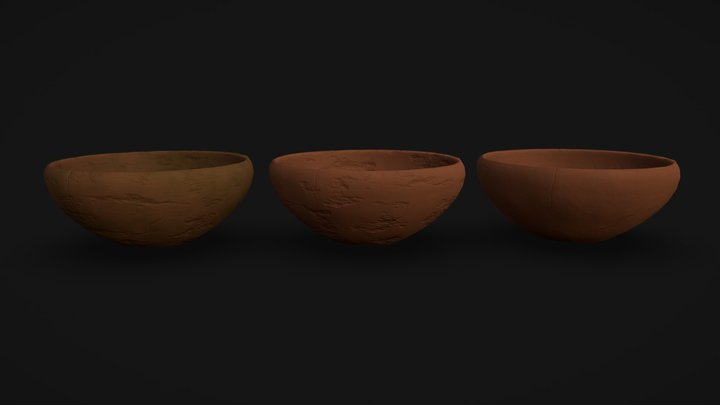 Ancient Clay Bowls 3D Model