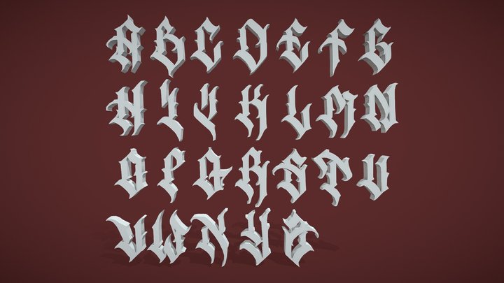 Stylize Ghotic Fonr 3D Model