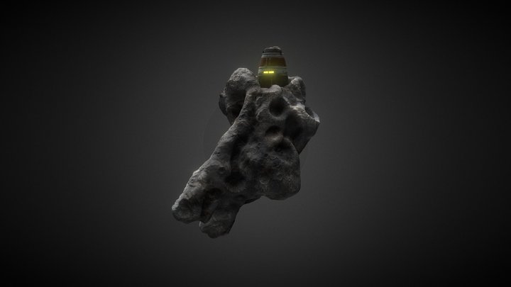 ASTEROIDE 004 CON ESTACION DE COMUNICACIONES 3D Model