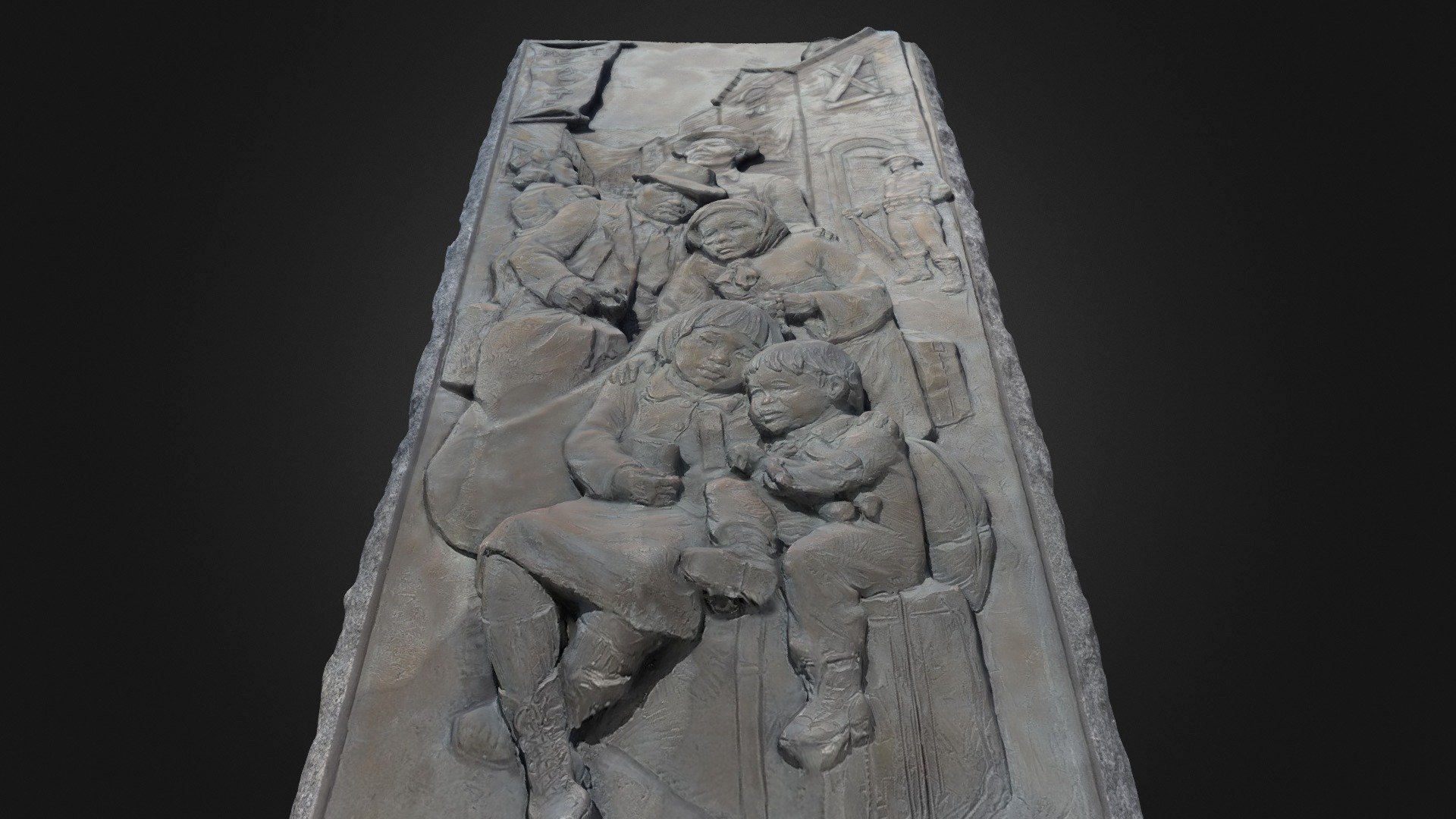 SF Japan-town bronze bas relief goPro scan
