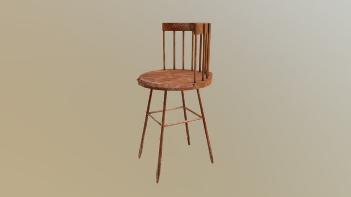 Chair with Rungs_Detailed 3D Model