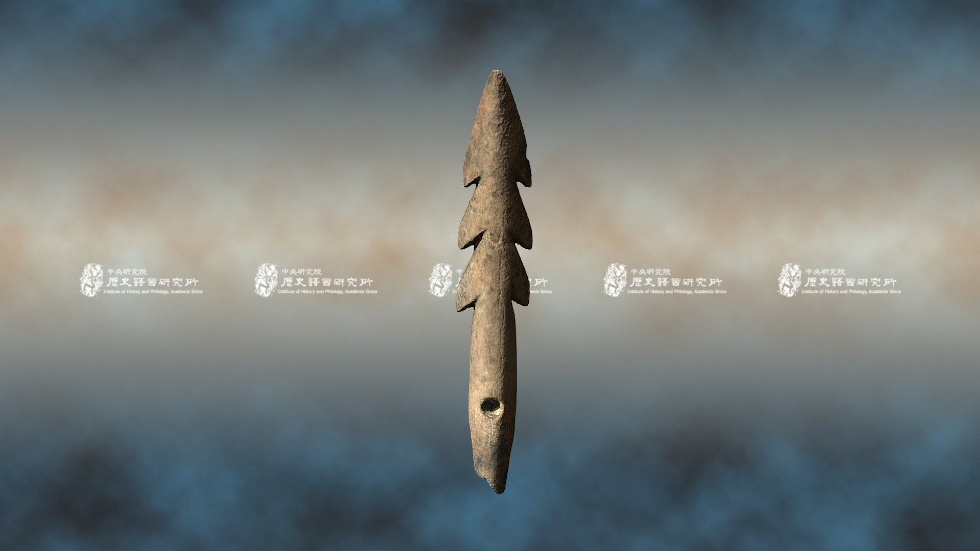 骨製穿孔魚叉 Antler Harpoon Point — Sketchfab embed 3D viewer