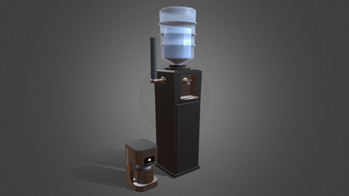 Water Cooler & Coffee Maker 3D Model